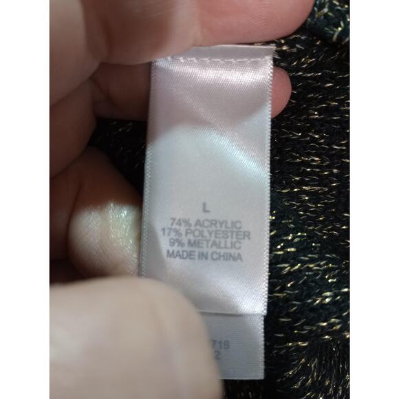 Bisou Bisou Sweater Womens Large Metallic Pullover Hi Low Zipper Long Sleeve - Picture 6 of 7